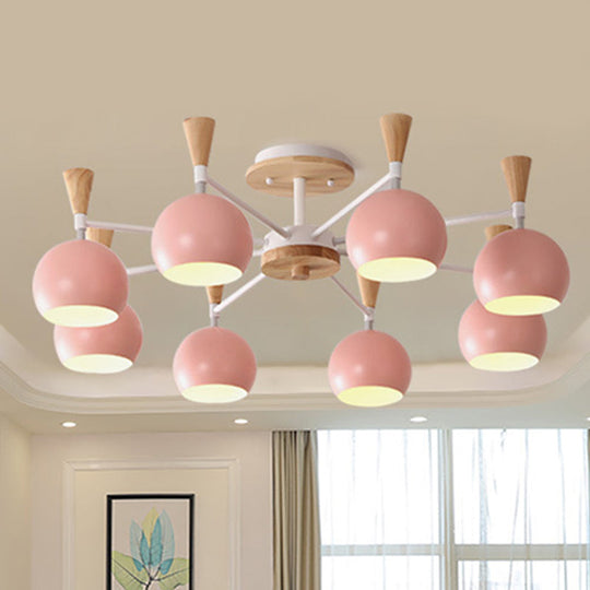 Kindergarten Metal Hanging Chandelier - Pastel Circle Design 8 Bulbs Included