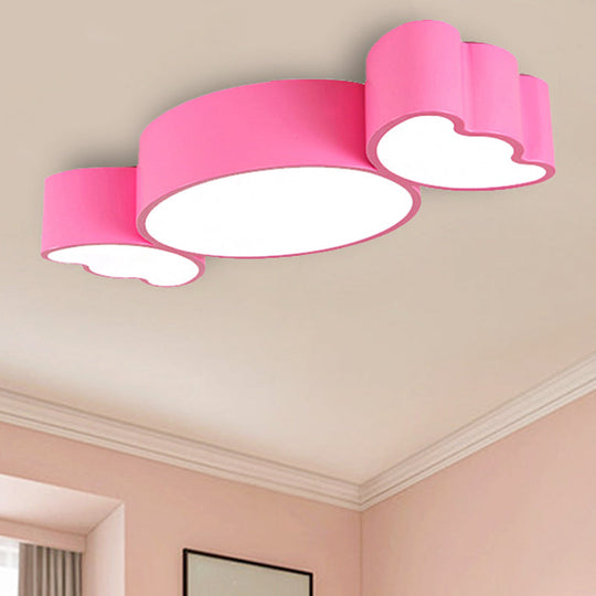 LED Sugar Shape Ceiling Light for Kids Room - Modern Flush Mount, White - 23.5in x 11in x 3.5in