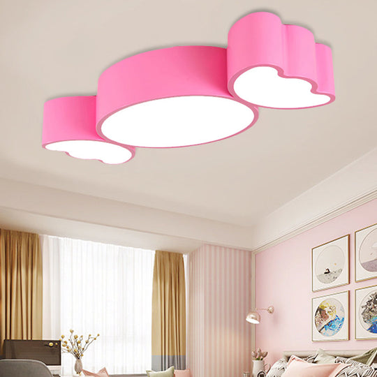 LED Sugar Shape Ceiling Light for Kids Room - Modern Flush Mount, White - 23.5in x 11in x 3.5in