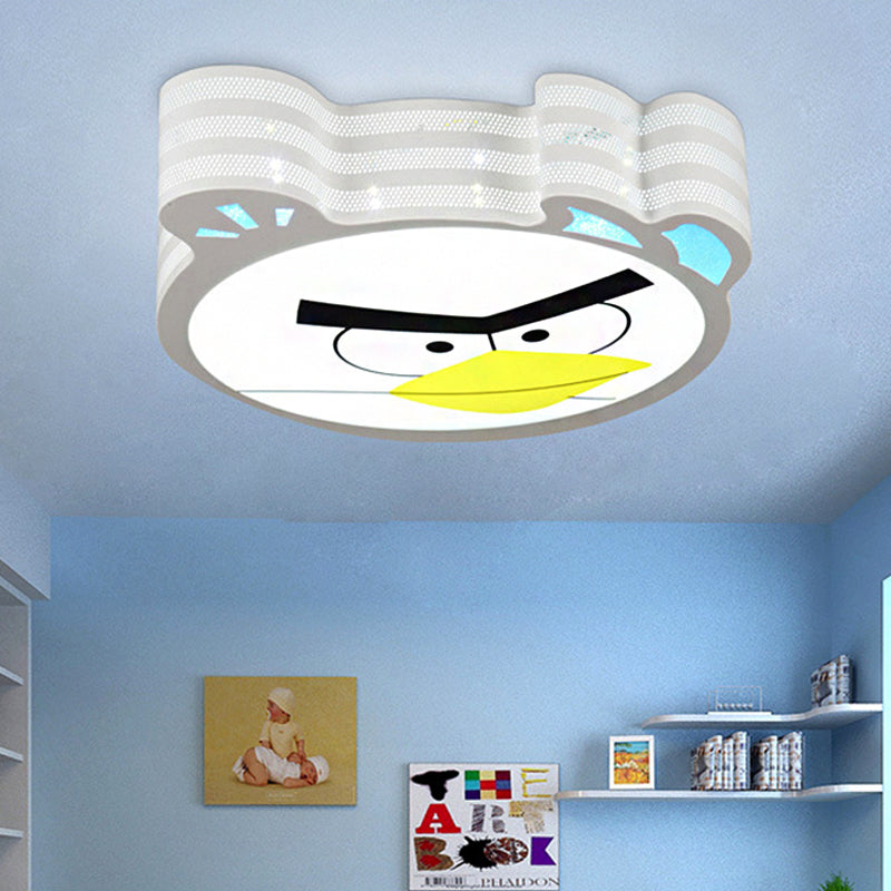 White Cartoon Animal Ceiling Light - Acrylic Flush Mount for Bedroom