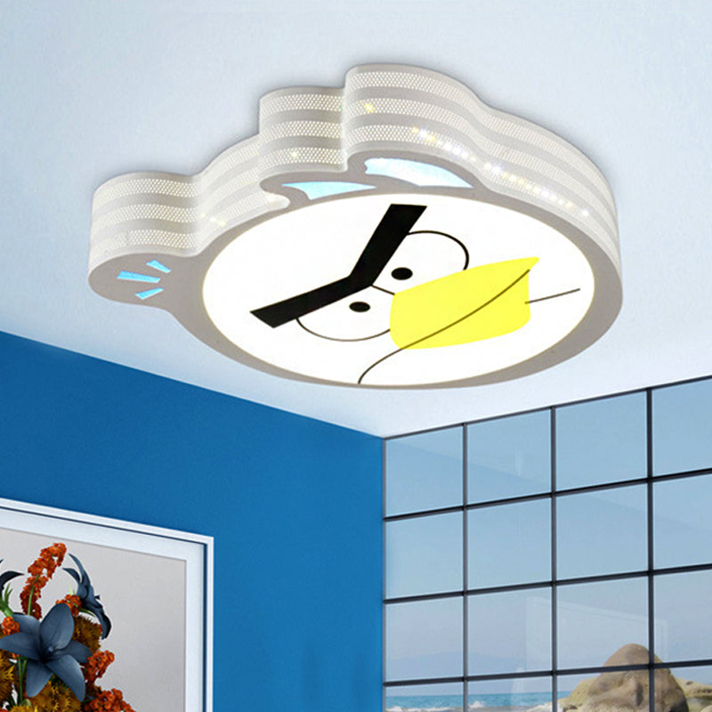 White Cartoon Animal Ceiling Light - Acrylic Flush Mount for Bedroom