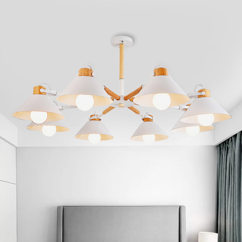 Contemporary Metal Hanging Chandelier With 8 Bulb Modern Coolie Shade - Perfect For Dining Room