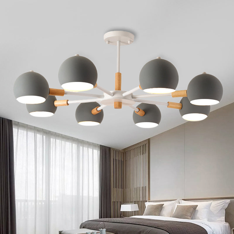 8-Light Modern Metal Spherical Hanging Lamp Chandelier For Living Room