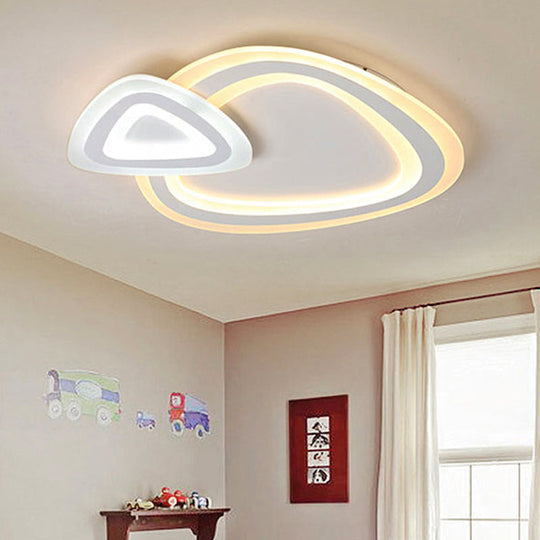 White Triangular Flush Mount Ceiling Light for Kindergarten with Acrylic Fixture