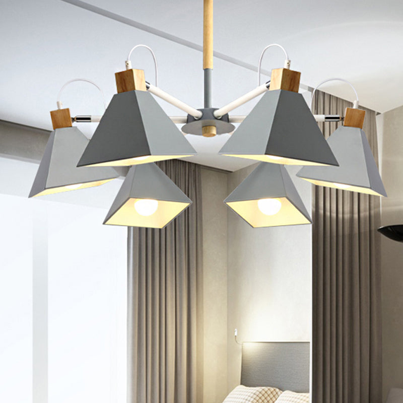 Stylish Rotatable Macaron Wood Chandelier - 6 Lights Ideal For Baby Room Ceiling Pendant