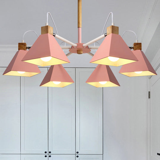 Stylish Rotatable Macaron Wood Chandelier - 6 Lights Ideal For Baby Room Ceiling Pendant