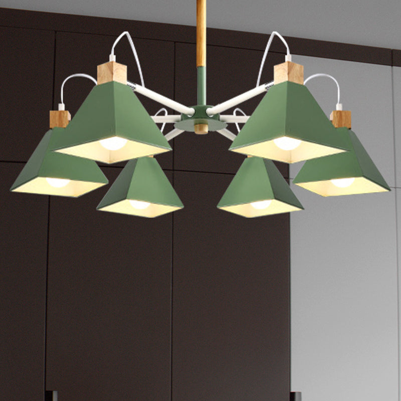 Stylish Rotatable Macaron Wood Chandelier - 6 Lights Ideal For Baby Room Ceiling Pendant