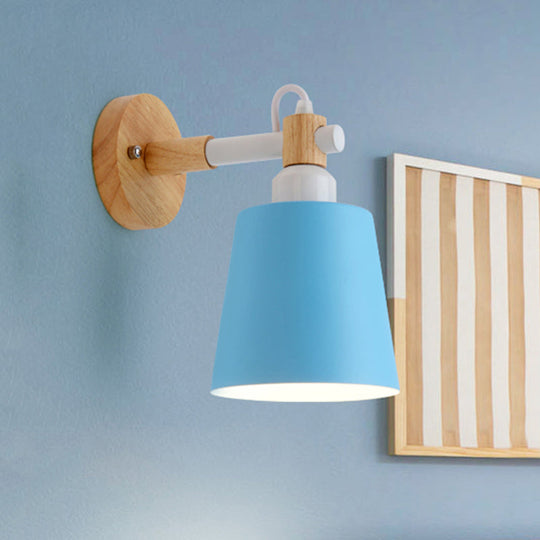 Metal Macaroon Tapered Shade Wall Sconce Light For Kids Bedroom