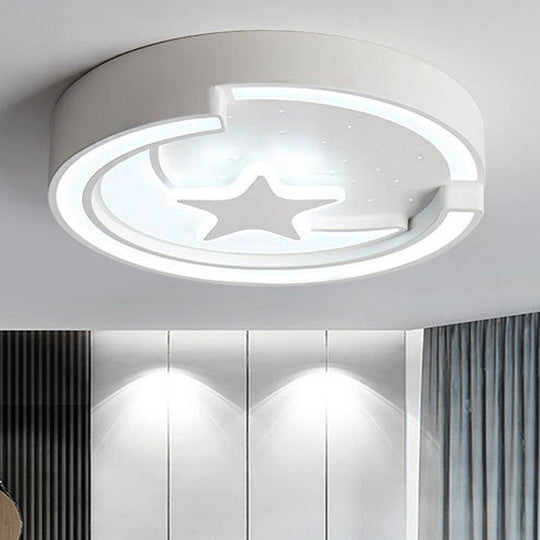 Nordic Style Round Acrylic Ceiling Lamp - White Star Ceiling Mount Light for Kitchen