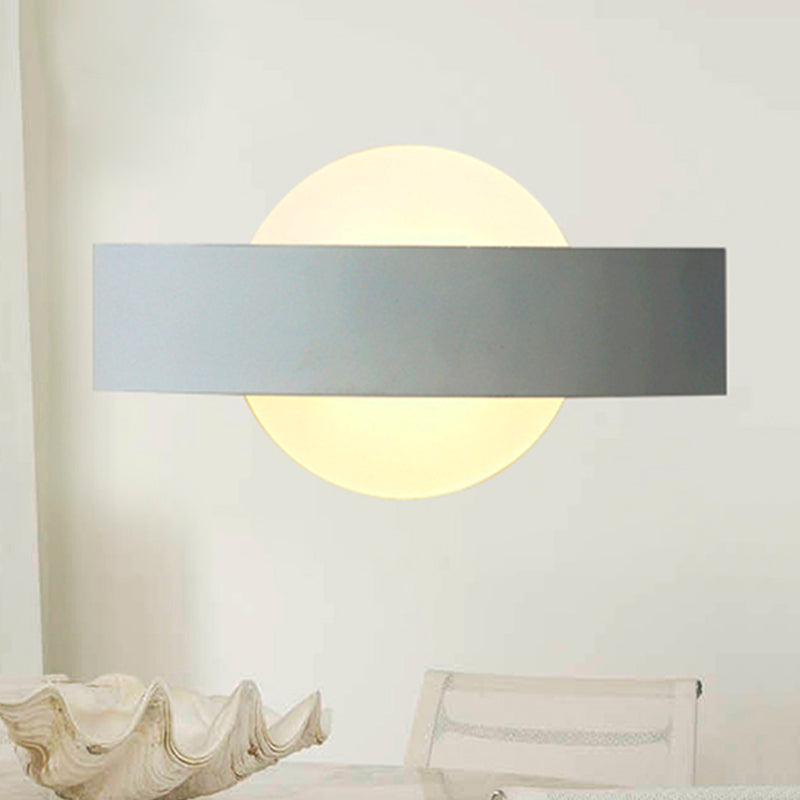 Modern Slim Led Wall Lamp: White Acrylic Sconce Light For Living Room / Round