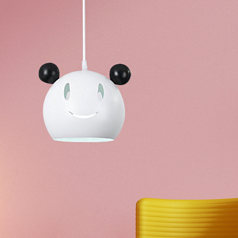 Black & White Panda Hanging Light - Animal Metal Suspension For Bathroom