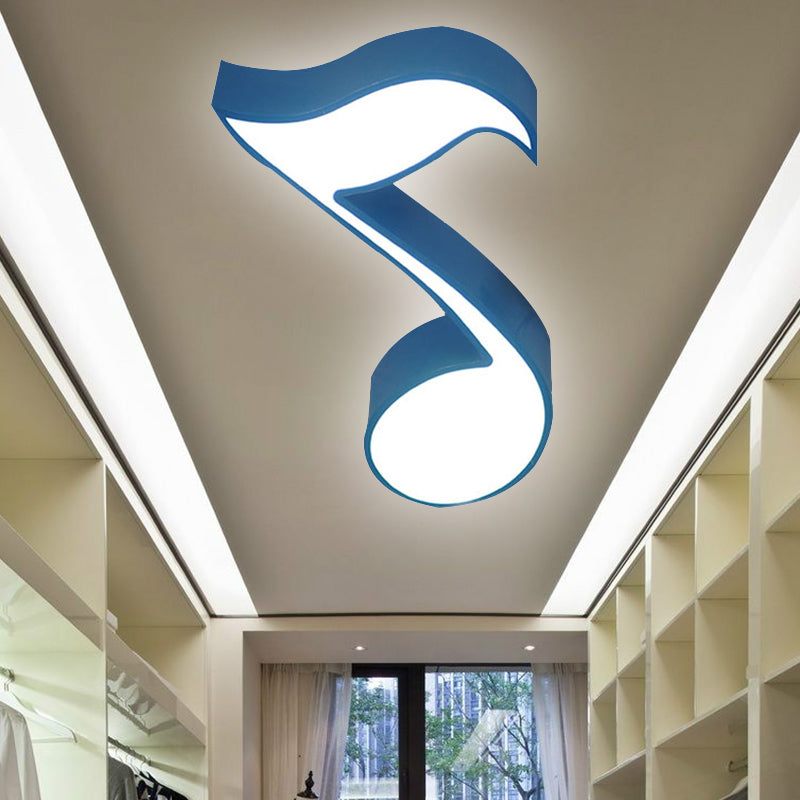 Modern Musical Note Flush Ceiling Light For Bedroom - Acrylic Lamp