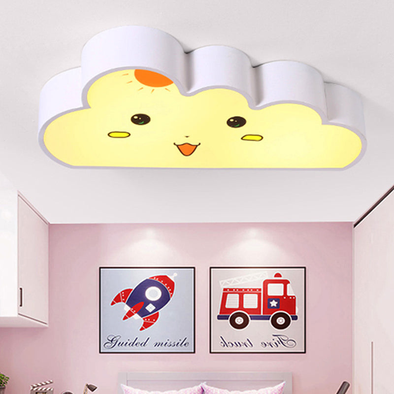 White Cloud Ceiling Light for Baby Bedroom - Metal & Acrylic Flush Mount for Kids