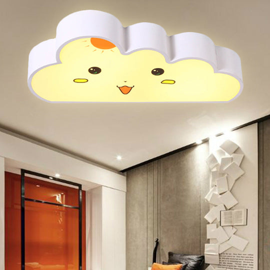 White Cloud Ceiling Light for Baby Bedroom - Metal & Acrylic Flush Mount for Kids