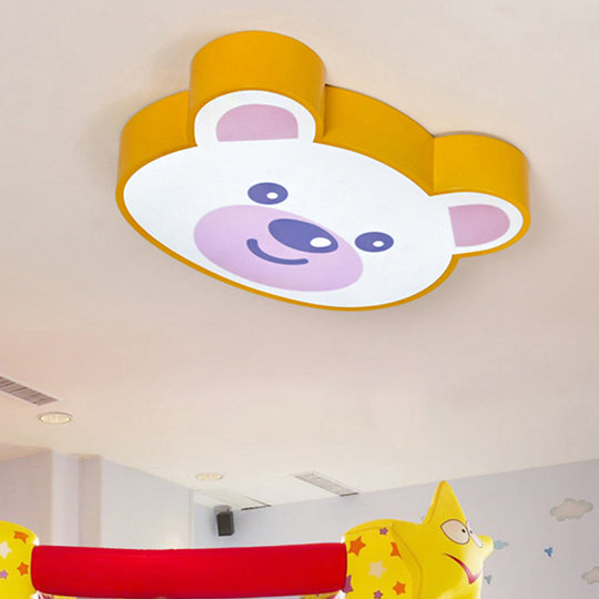 Yellow Bear-Shaped Ceiling Light for Girls' Room - Acrylic Flush Mount