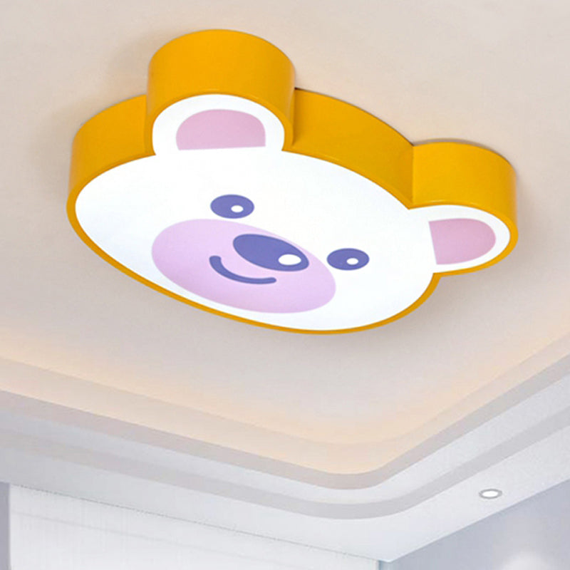 Yellow Bear-Shaped Ceiling Light for Girls' Room - Acrylic Flush Mount