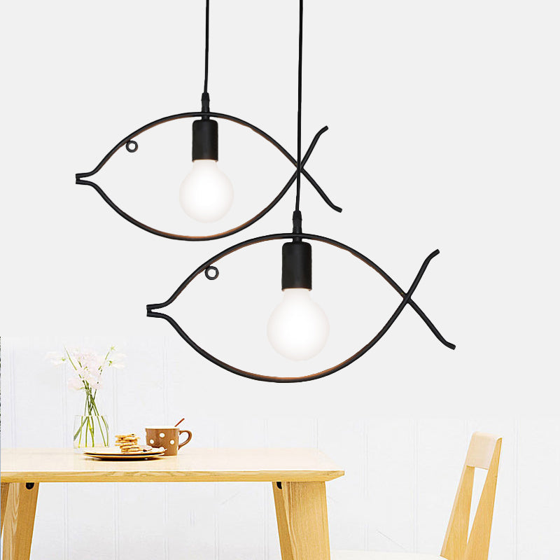 Adjustable Fish Metal Pendant Light For Kids Room Ceiling Fixture