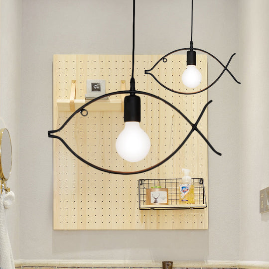 Adjustable Fish Metal Pendant Light For Kids Room Ceiling Fixture