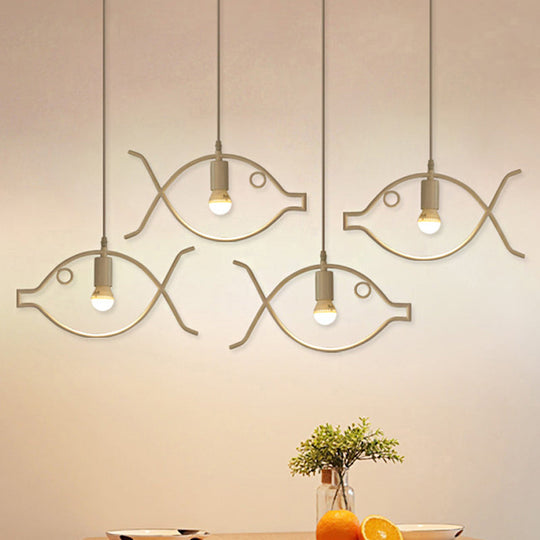 Adjustable Fish Metal Pendant Light For Kids Room Ceiling Fixture