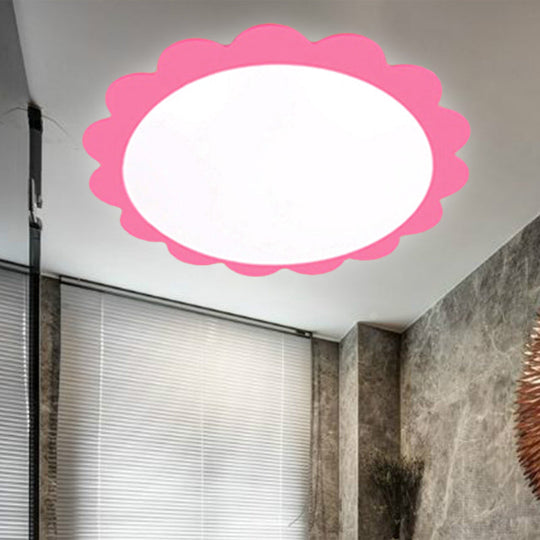 Modern Acrylic Ceiling Lamp For Study Rooms - Flower Design With Eye-Caring Light Pink / White