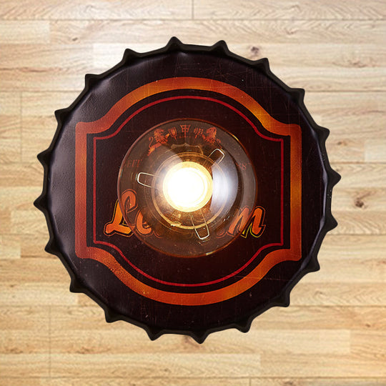 Vintage Led Wall Sconce: Bottle Cap Shape Metal Light For Restaurant Bar Brown / I