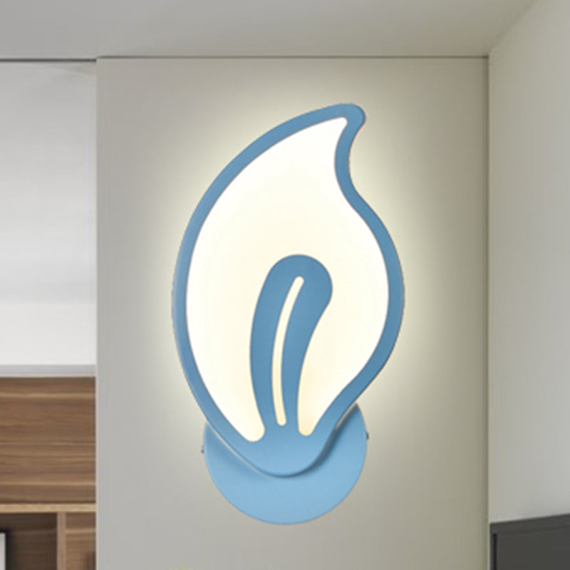 Candy Colored Cartoon Sconce Lamp For Childs Bedroom Stair Wall Blue / Leaf