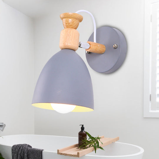 Rotatable Nordic Dome Wall Light For Kindergarten - Stylish Metal Sconce With Undertint And One Bulb