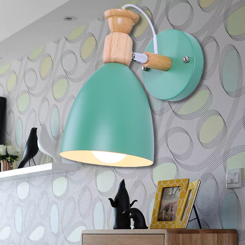 Rotatable Nordic Dome Wall Light For Kindergarten - Stylish Metal Sconce With Undertint And One Bulb