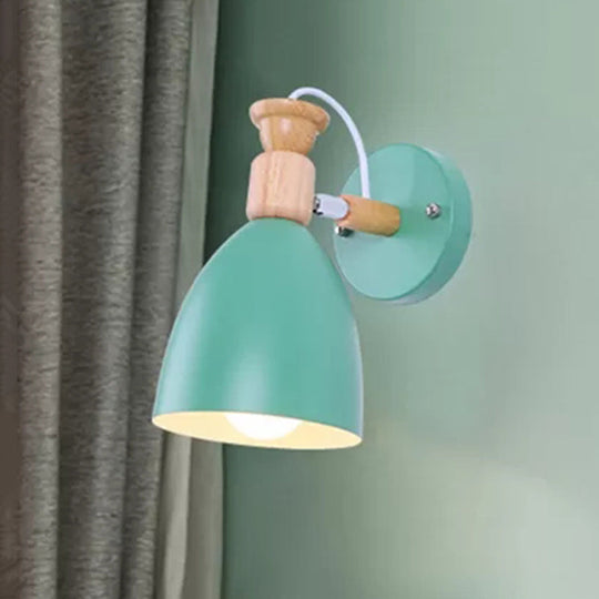 Rotatable Nordic Dome Wall Light For Kindergarten - Stylish Metal Sconce With Undertint And One Bulb