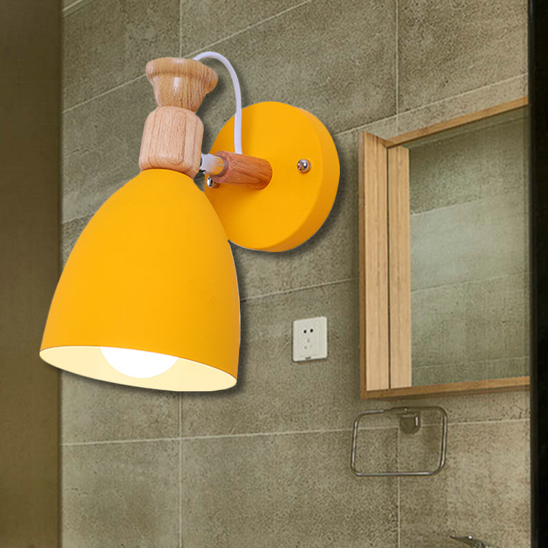 Rotatable Nordic Dome Wall Light For Kindergarten - Stylish Metal Sconce With Undertint And One Bulb