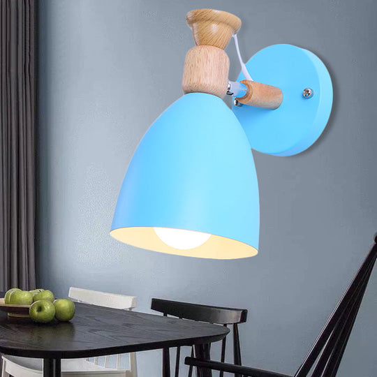 Rotatable Nordic Dome Wall Light For Kindergarten - Stylish Metal Sconce With Undertint And One Bulb