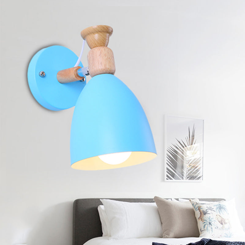 Rotatable Nordic Dome Wall Light For Kindergarten - Stylish Metal Sconce With Undertint And One Bulb