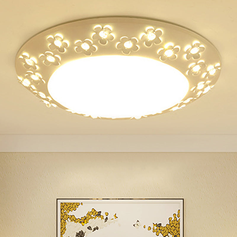 White Blossom Acrylic LED Flush Mount Light for Nursing Room