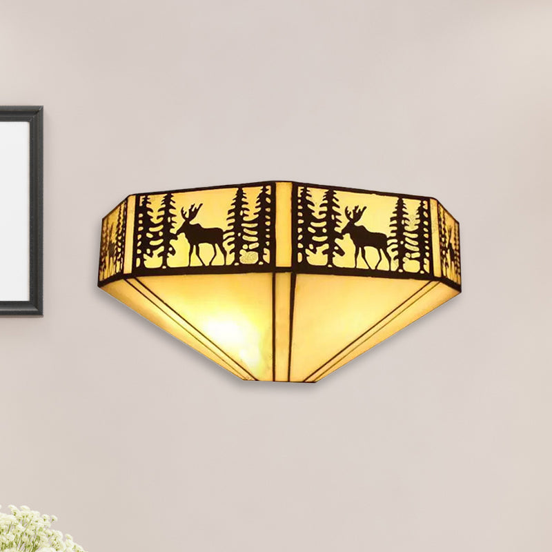 Stained Glass Tiffany Wall Sconce Light: Perfect For Living Room Décor Beige / Polygon