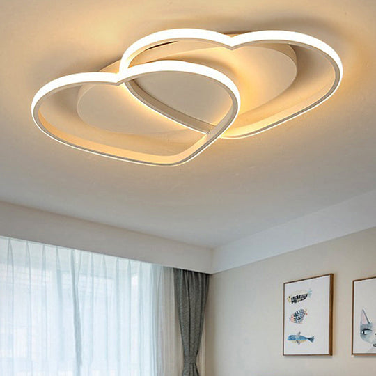 Loving Heart Acrylic Flushmount Ceiling Light for White Bedroom