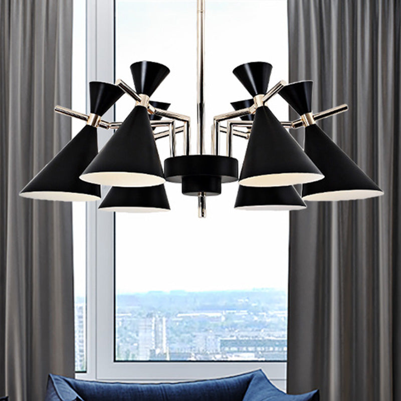 Nordic Style Metal Horn Chandelier With 6 Lights - Perfect For Girls Bedroom Black