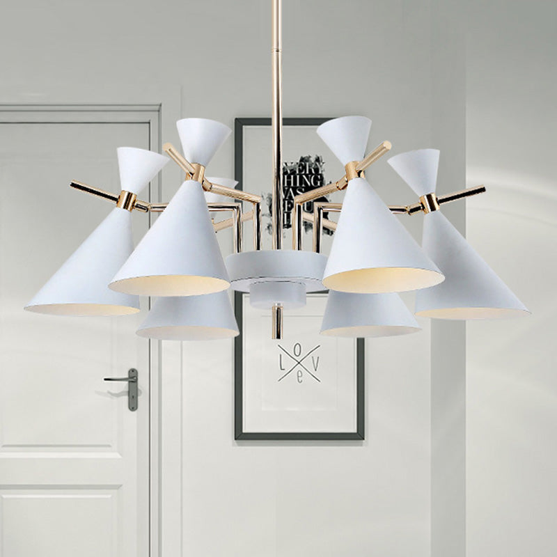 Nordic Style Metal Horn Chandelier With 6 Lights - Perfect For Girls Bedroom White