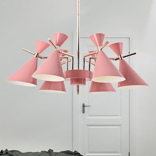 Nordic Style Metal Horn Chandelier With 6 Lights - Perfect For Girls Bedroom