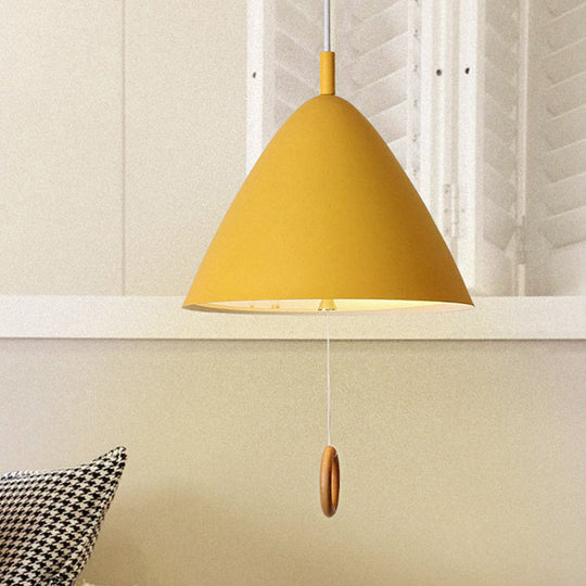 Conical Pendant Lamp: Minimalistic Metal And Macaron Design For Living Room