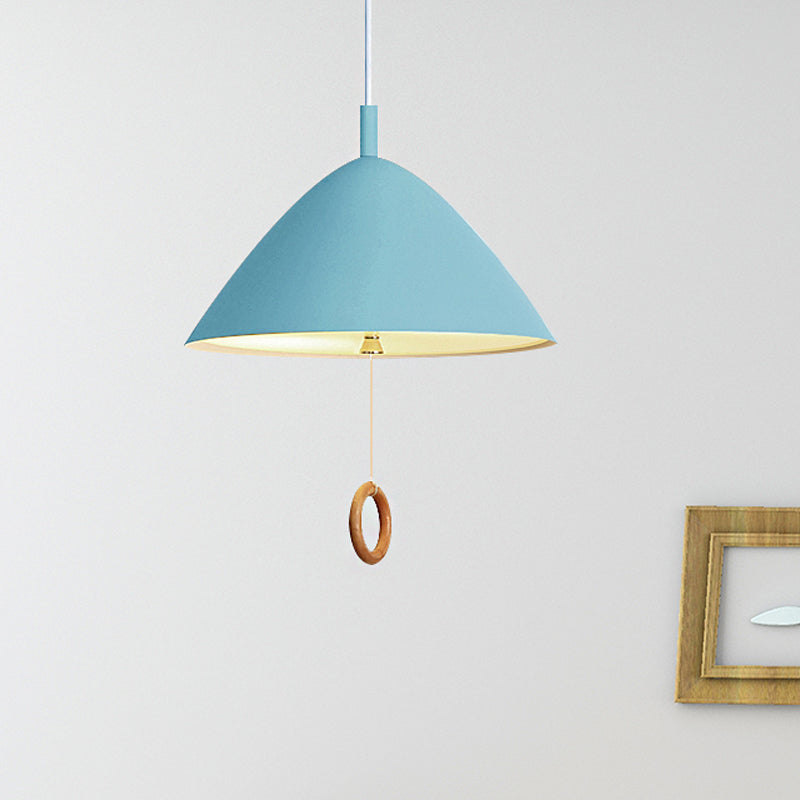 Conical Pendant Lamp: Minimalistic Metal And Macaron Design For Living Room