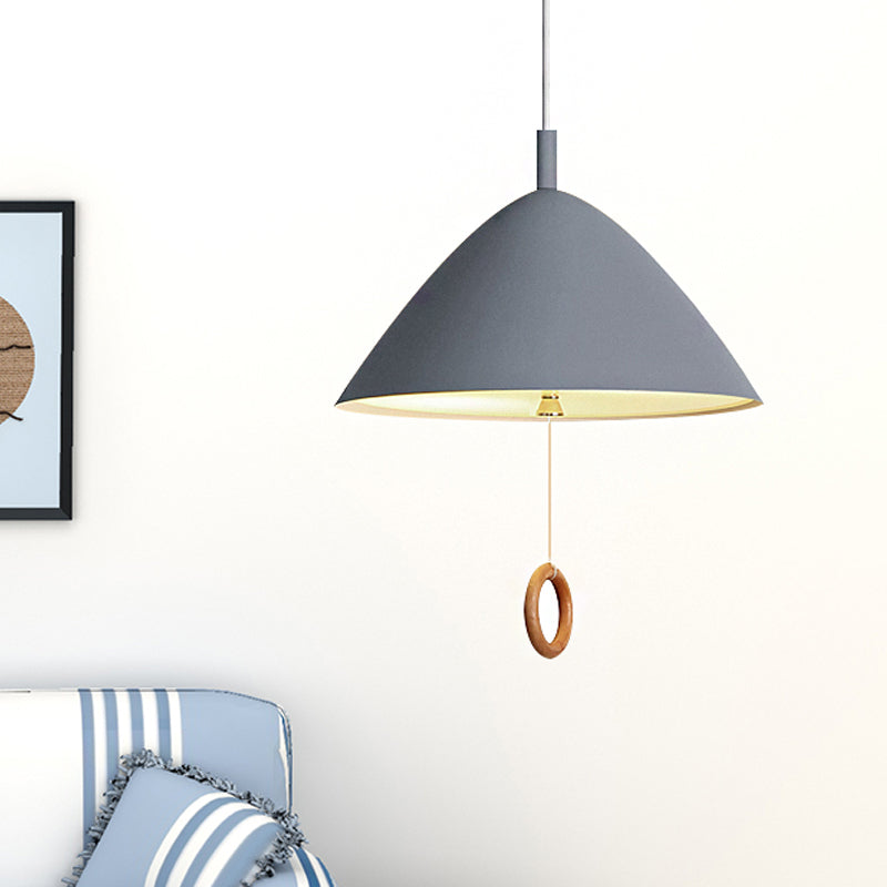 Conical Pendant Lamp: Minimalistic Metal And Macaron Design For Living Room