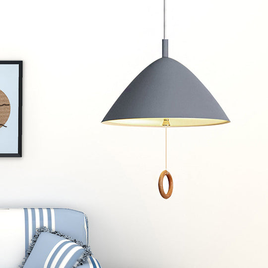 Conical Pendant Lamp: Minimalistic Metal And Macaron Design For Living Room