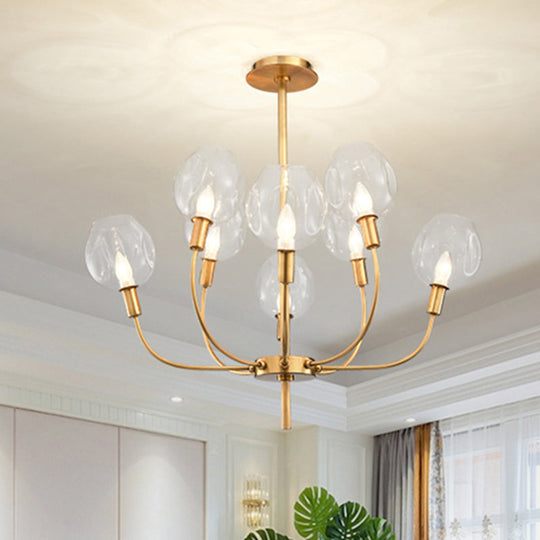 Modern Gold Pendant Light With Clear Glass Shade - Ideal For Restaurants And Foyers