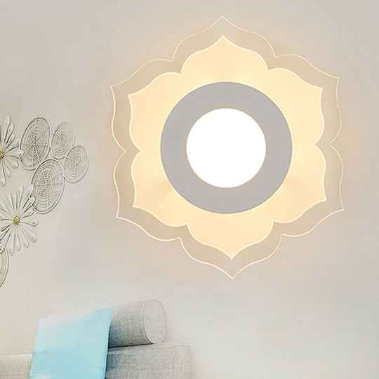 Contemporary White Led Wall Light: Slim Blossom Acrylic Lamp For Living Room