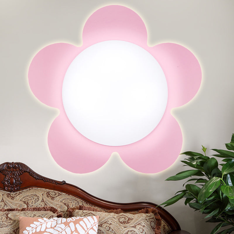 Modern Floral Led Sconce Lamp For Kindergarten With Bright Colors And Stylish Design Pink