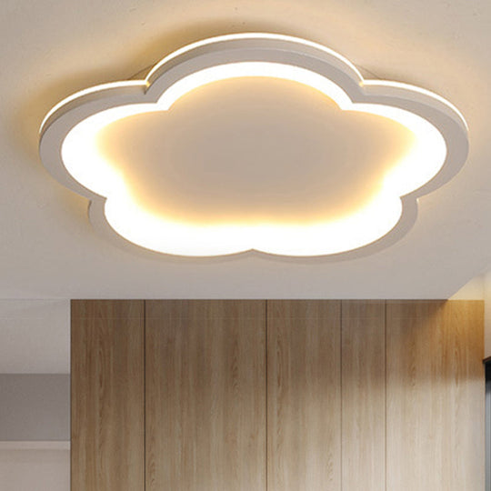 White Acrylic Flower LED Flush Mount Ceiling Lamp - Perfect for Kid's Bedroom