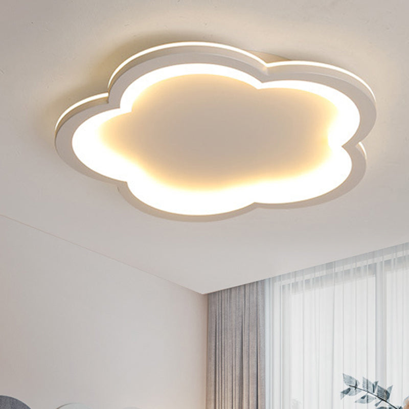 White Acrylic Flower LED Flush Mount Ceiling Lamp - Perfect for Kid's Bedroom