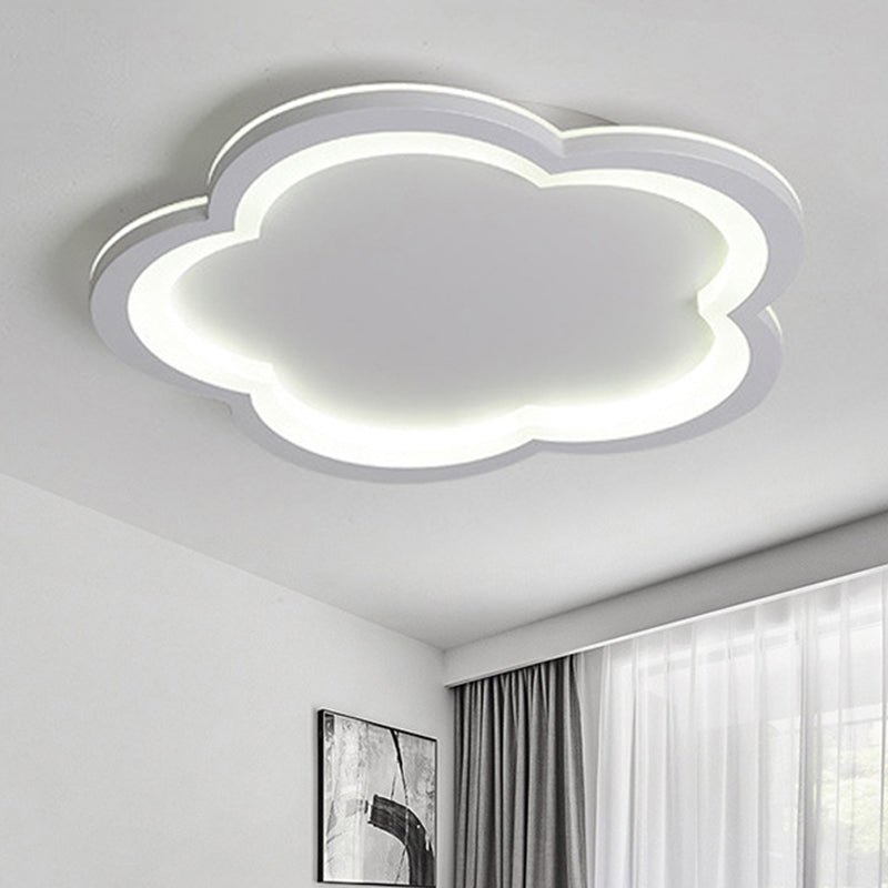 White Acrylic Flower LED Flush Mount Ceiling Lamp - Perfect for Kid's Bedroom