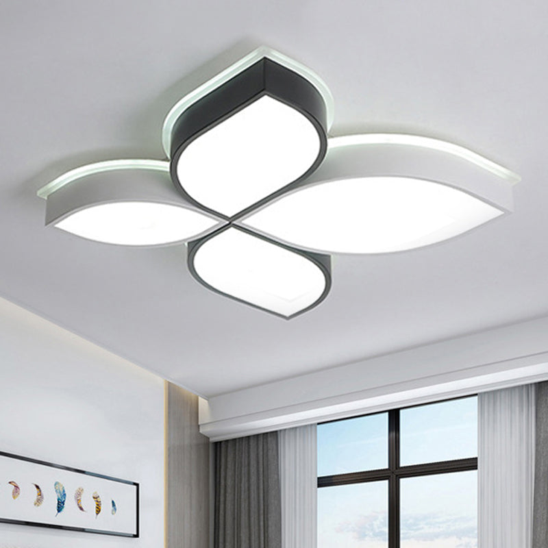 White LED Ceiling Light - Simple Style 4-Petal Acrylic Ceiling Mount for Dining Room