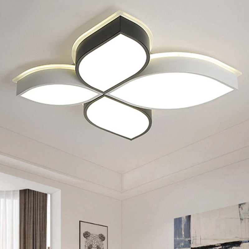 White LED Ceiling Light - Simple Style 4-Petal Acrylic Ceiling Mount for Dining Room